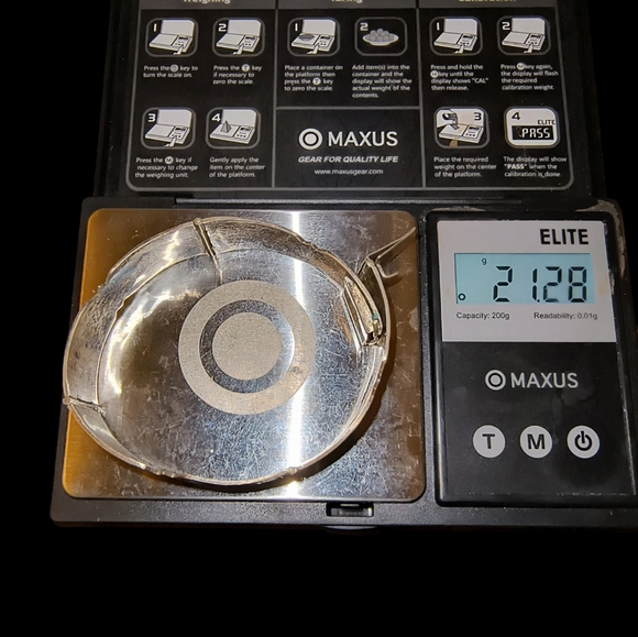 Vintage Mexico Sterling Silver & Turquoise Inlay Hinged Panel Bracelet - Picture 8 of 10